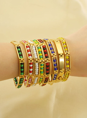 Fashion Bead Bracelet Women Men Stainless Steel Jewelry Gift