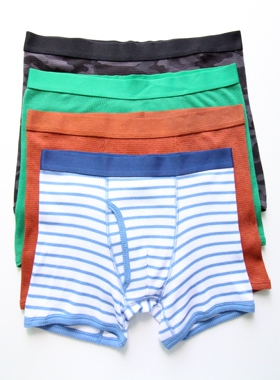 优家男士内裤螺纹棉前开口平角裤夏季运动透气男生舒适四角裤外贸