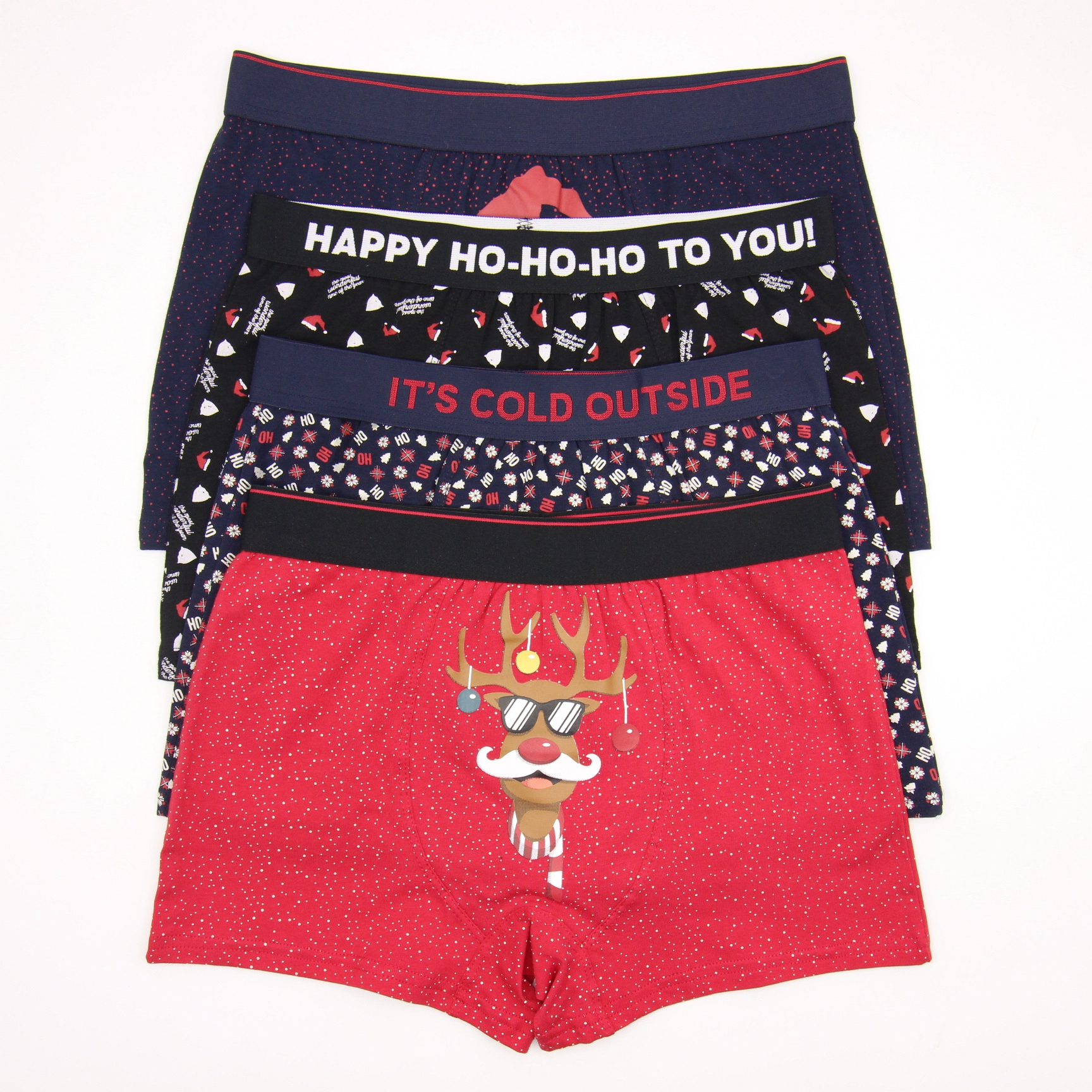 男士平角裤中低腰圣诞系列棉质潮