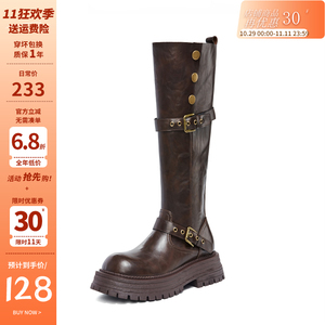2026早秋冬季新款小个子粗腿长筒靴骑士靴黑色厚底高筒靴子长靴女