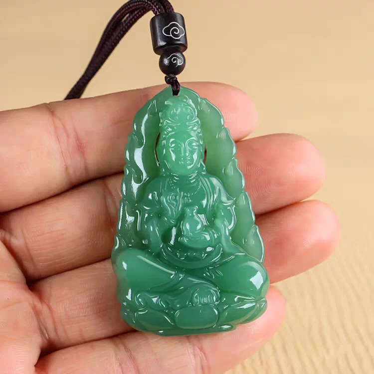 和田玉青白玉籽料观音吊坠两面精雕男款观音菩萨挂件女款玉佛
