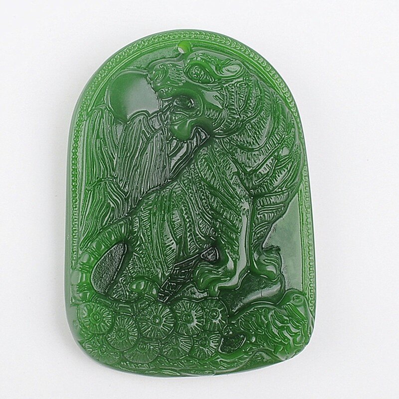 青峰玉业玉器和田 碧玉 老虎吊坠 生肖挂件 玉牌包邮