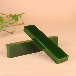 新疆和田玉碧玉印章石料长镇尺书画印章书画摆件压纸