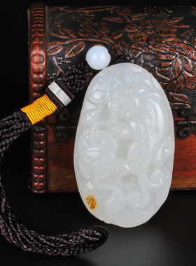 青峰玉业玉器新疆和田玉如意貔貅籽料玉手把件 和田玉昆仑玉皮休