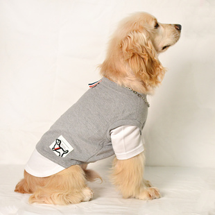 时尚 狗狗衣服中小型犬西施马尔泰雪纳瑞比熊泰迪卡通假两件棉短袖