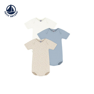 【断码特惠】法国小帆船童装Petitbateau婴幼儿爬服3件装A0FOJ