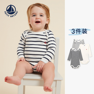 和尚服爬服3件装 petitbateau小帆船长袖 A01TB 2025秋冬