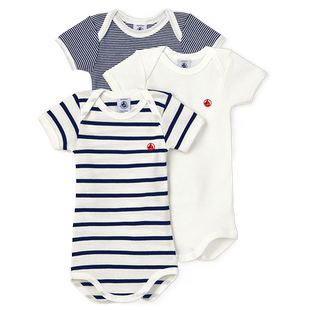 【2026春夏新品】法国Petitbateau小帆船童装婴幼儿包屁衣3件装