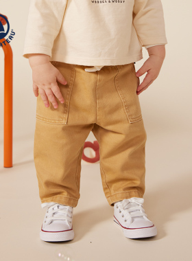 Petitbateau小帆船秋季男女宝宝婴儿纯棉裤子松紧腰长裤A0B0Y