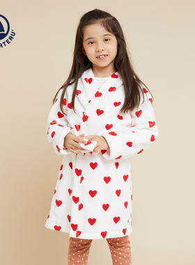 法国小帆船Petitbateau 童装儿童纯棉连帽浴袍A071Y