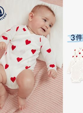 【2025秋冬】法国Petitbateau小帆船童装宝宝爬服3件装A00AZ