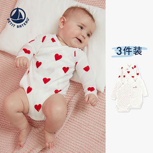 【2025秋冬】法国Petitbateau小帆船童装宝宝爬服3件装A00AZ