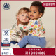 新款 Petitbateau小帆船 秋季 婴幼儿宝宝印花圆领纯棉卫衣A0BM5