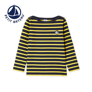 Petitbateau小帆船春秋条纹男童小蜜蜂男宝宝棉长袖T恤上衣26973