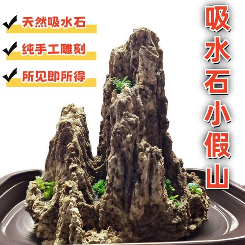 吸水石原石微型上水石天然水秀石假山鱼缸造景加湿摆件石头盆景