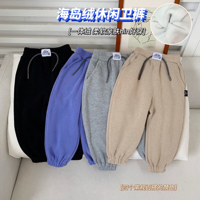 男童装长裤子银狐绒幼儿园卫裤儿童休闲百搭宽松束脚休闲运动裤潮