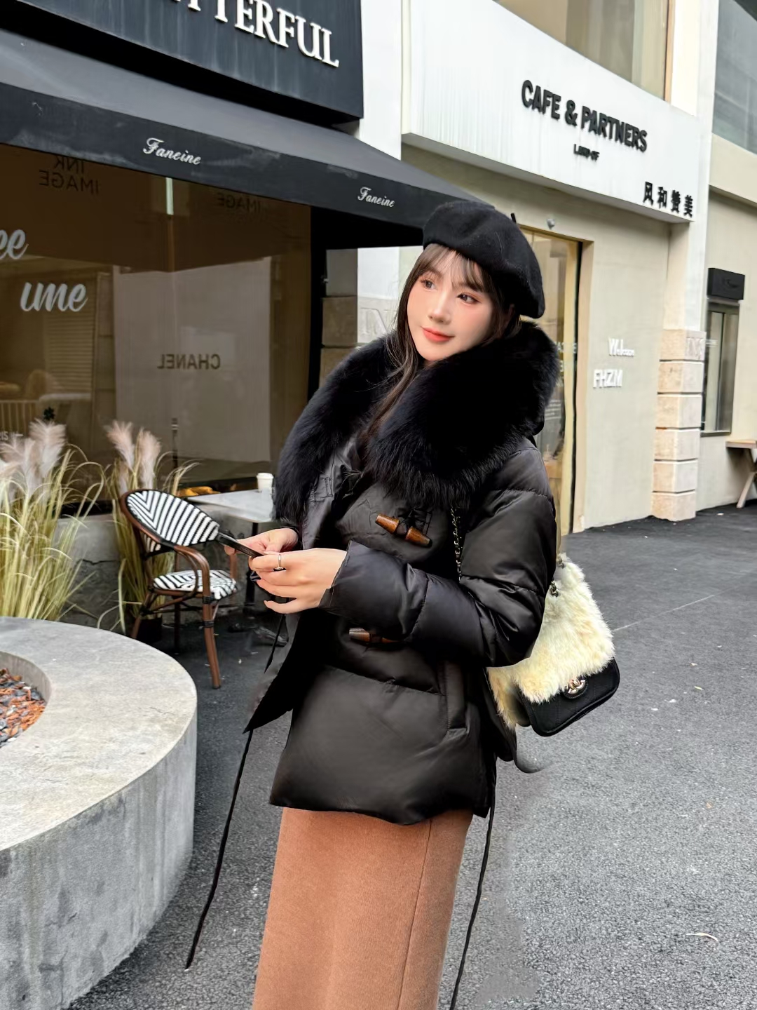 fanyipure2026韩国秋冬新款羽绒服女中长款90鹅绒大狐狸毛领羽绒