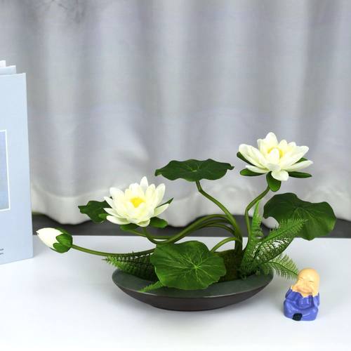 仿真荷花桌面摆件中式餐桌装饰花