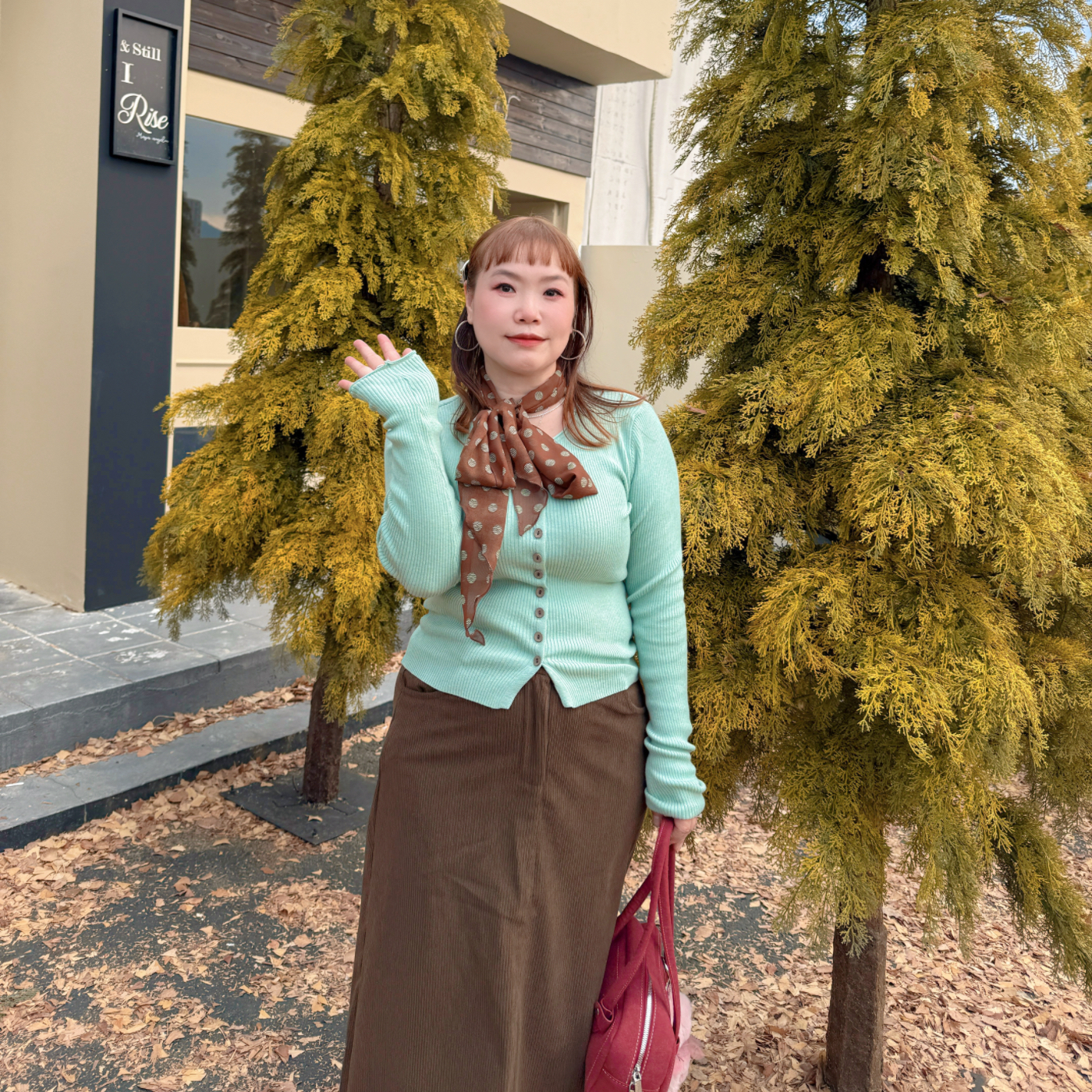 针织衫女修身薄款毛衣半身裙套装