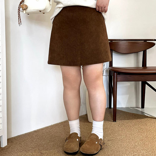 大码直筒灯芯绒裙子女宽松半身裙