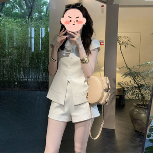女2025秋季 套装 新款 两件套胖妹妹时尚 显瘦小香风马甲外套短裤 大码