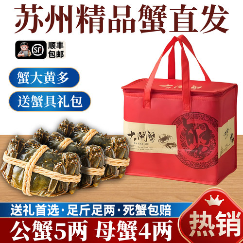活蟹苏州阳澄蟹礼大闸蟹现货鲜活大螃蟹公蟹5.0全母蟹4.0顺丰包邮