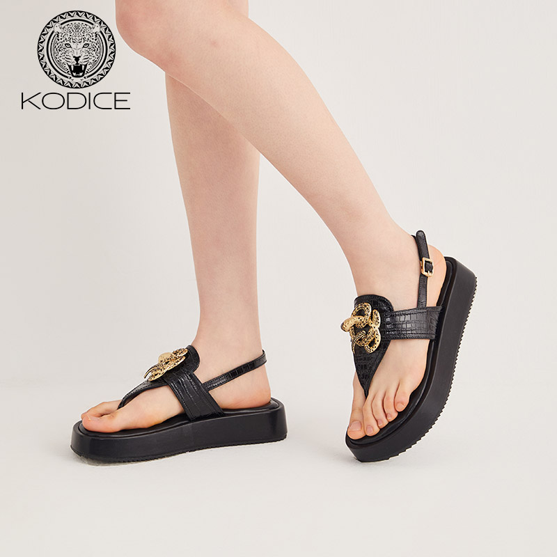 KODICE黑金小羊皮凉鞋