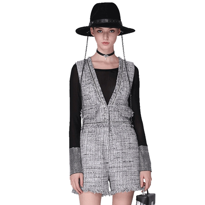 KD女灰色小香风连体裤