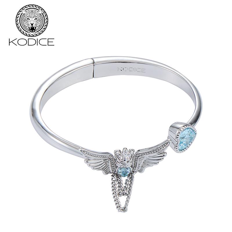 KODICE银色镶钻翅膀活口手镯