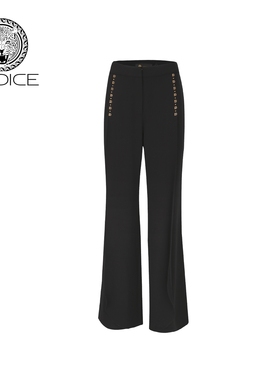 kodice春秋新款黑色烫钻直筒宽松阔腿裤子长裤时尚通勤百搭女装