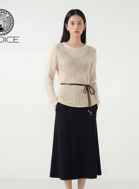 kodice2026春新款镂空提花针织衫吊带连衣裙子两件套装系带收腰女