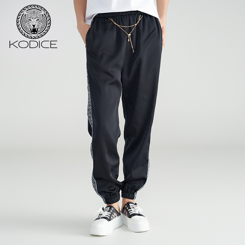 KODICE黑色松紧休闲长裤