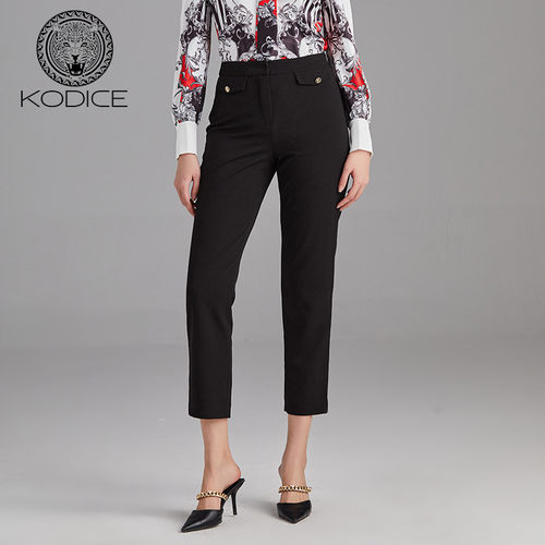 kodice黑色拉链九分裤