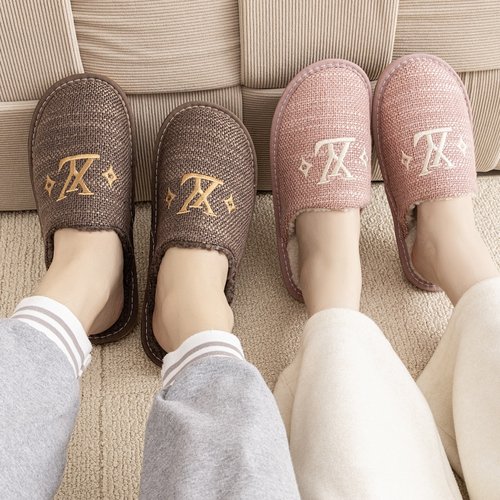 冬季保暖棉拖欧式高颜值秋冬居家用平软底防滑情侣男女新棉麻拖鞋