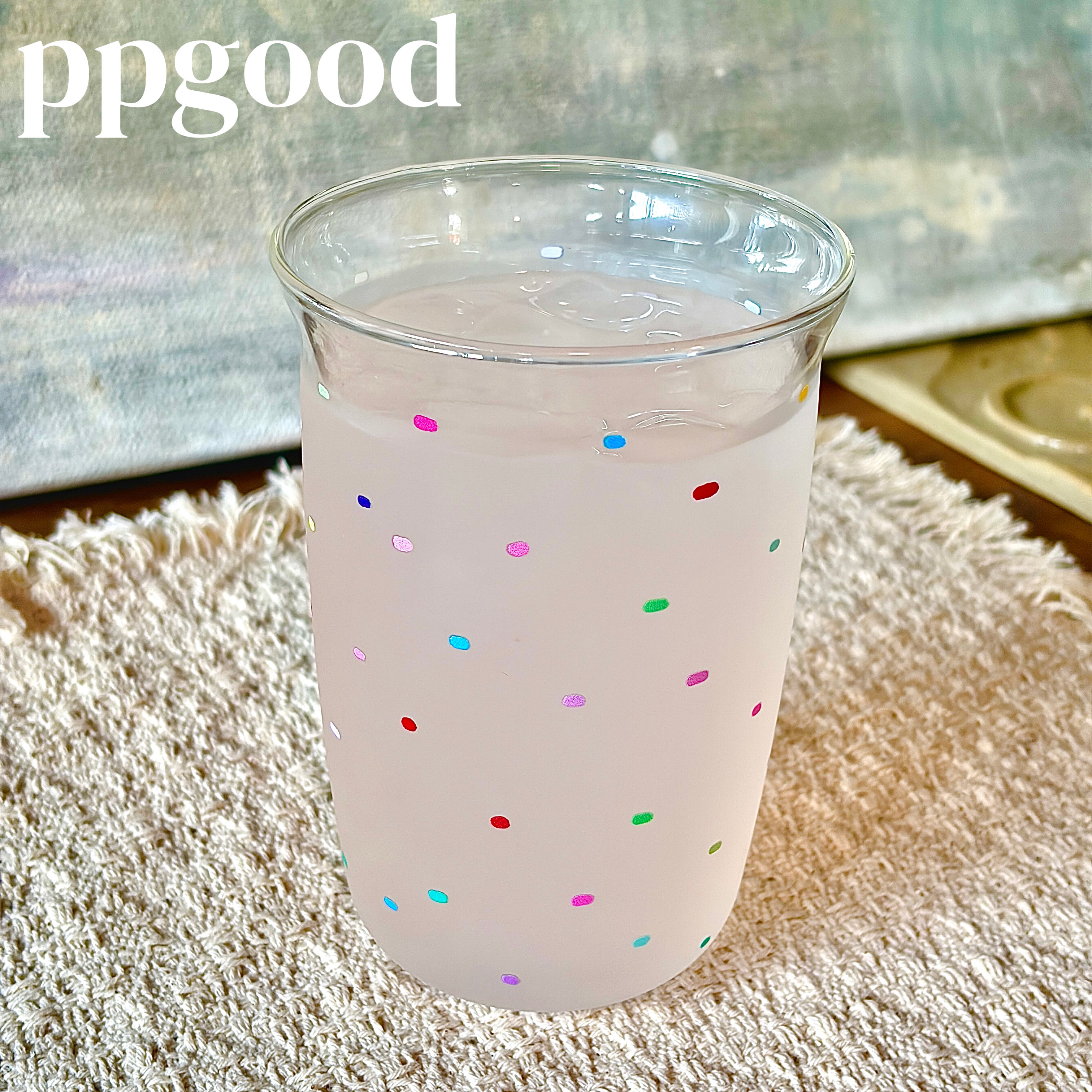 PPGood彩色冰淇淋果汁咖啡杯拿铁可爱拉花耐高温玻璃杯