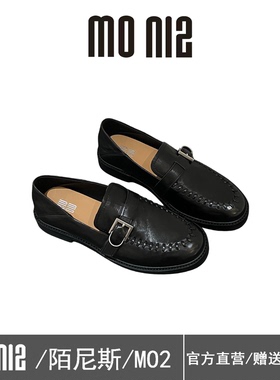 MONIZ陌尼斯英伦风搭扣乐福鞋女2026春季圆头一脚蹬小皮鞋单鞋女