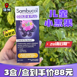 澳洲进口Sambucol黑接骨木小黑果儿童补锌维生素c糖浆120ml