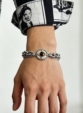 原创四星芒虎眼石贝壳叠戴男生手链小众设计高级感百搭配饰手串酷