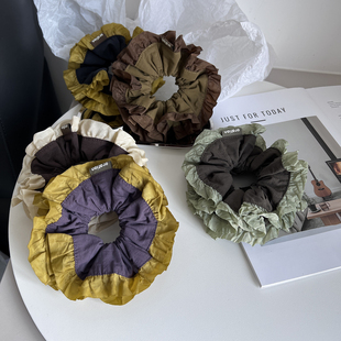 韩系大肠发圈女褶皱小蛮腰气质甜美发绳高级感pom pom发圈头饰