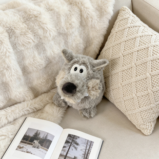 可爱毛球灰狼毛绒玩具娃娃迷你公仔毛绒玩偶摆件桌伴萌系生日礼物