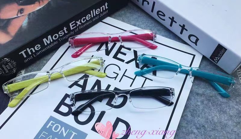 一体式彩色超清老花镜日本超轻便携耐用老光时尚简约树脂舒适优雅