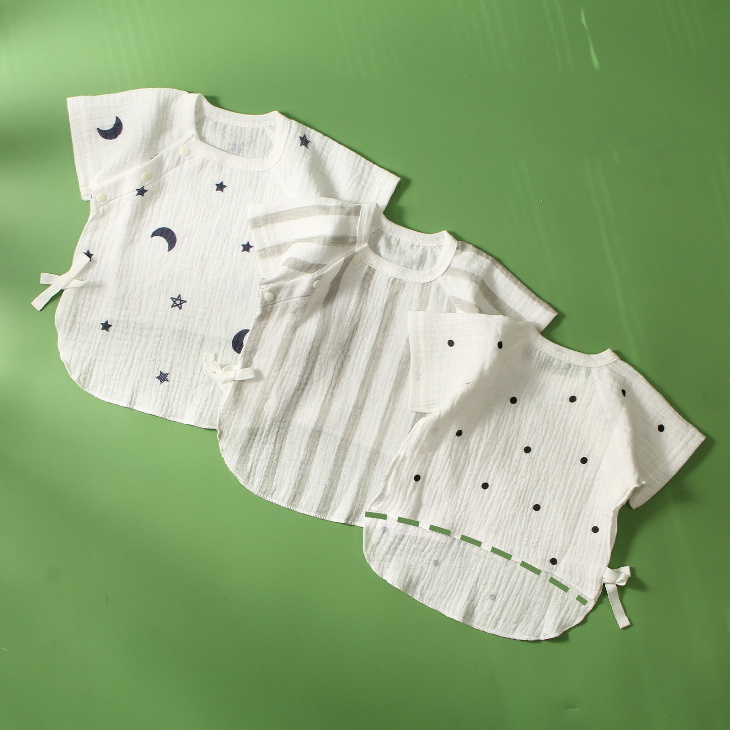 婴幼儿衣服纯棉双层纱布短袖半背衣夏季薄款透气不闷空调暖气房超