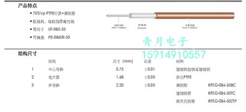 35欧姆085-35裸铜管-2同轴半钢线