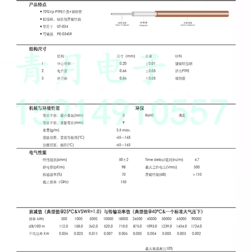 0.81mm超细半钢线 034金属裸铜管 半刚性0.8-50镀银射频同轴电缆