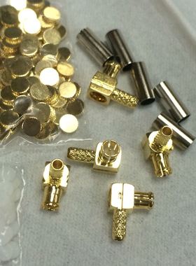 75欧姆 MCX-JW-1.5 MCX公弯头接RG179镀银射频同轴线缆高频馈线头