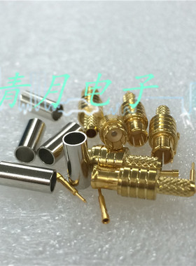 铜材镀金 MCX-J-1.5 75欧姆 MCX公头 MCX公射频RG179馈线压接接头