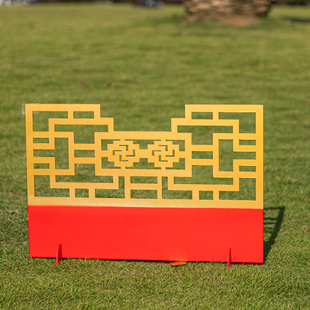 新年装饰泡沫围栏 场景布置春节装饰品 木质用品金色栏杆栅栏摆件