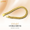 金声情艺18K黄金坦克手链男pt950铂金链条女古巴链足金扣头金镶钻