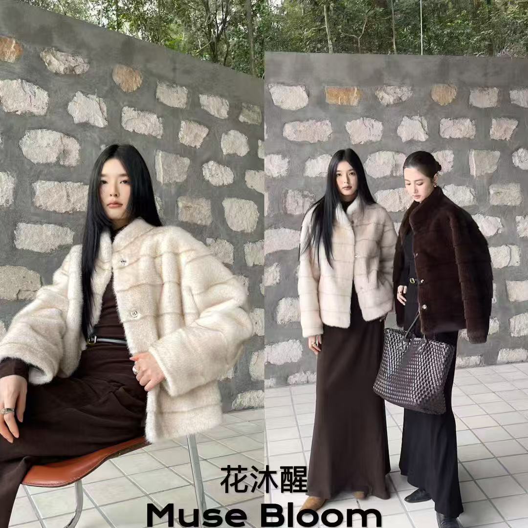 花沐醒2025冬季新款富贵感仿水貂绒毛毛外套女仿兔毛短款加厚环保