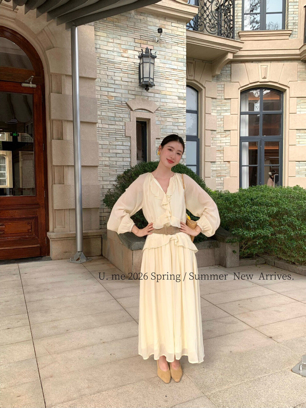 2026早春款U.me度假风气质优雅荷叶边显瘦百搭连衣裙